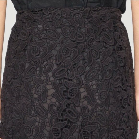 SOLD*** Johnny Was MAEVE Crochet Lace Pencil SKIRT Knee Length SILK Lining Black - Picture 5 of 6
